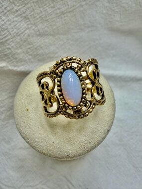 Vintage Sarah Coventry Gold Filigree Opal Ring -Lovely Lady